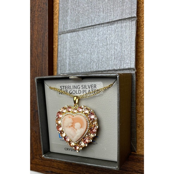 Luminesse Sterling Silver & 18K Plated Heart Cameo Swarovski crystals - Picture 2 of 6